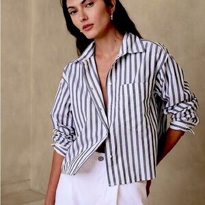 Banana republic cropped Striped Button-Up Shirt